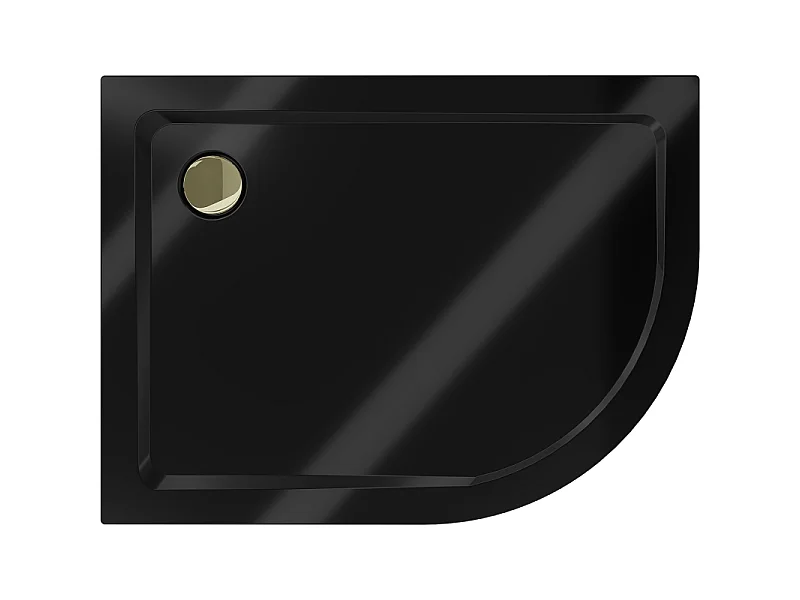 Mexen Flat brodzik półokrągły slim lewy 100 x 90 cm, czarny, syfon złoty - 41709010L-G