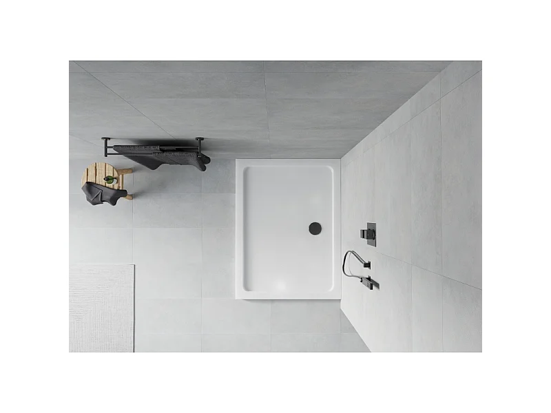 Mexen Flat receveur de douche rectangulaire slim 140 x 90 cm, blanc, siphon noir - 40109014B
