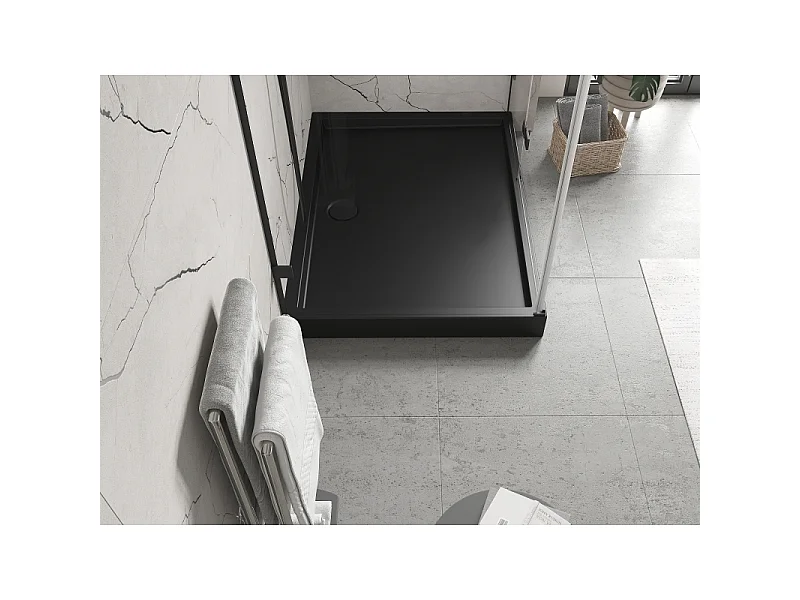Mexen Flow+ receveur de douche rectangulaire 110 x 80 cm, noir mat - 46R708011H