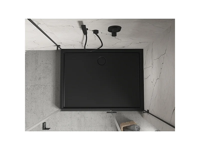 Mexen Flow+ receveur de douche rectangulaire 110 x 80 cm, noir mat - 46R708011H