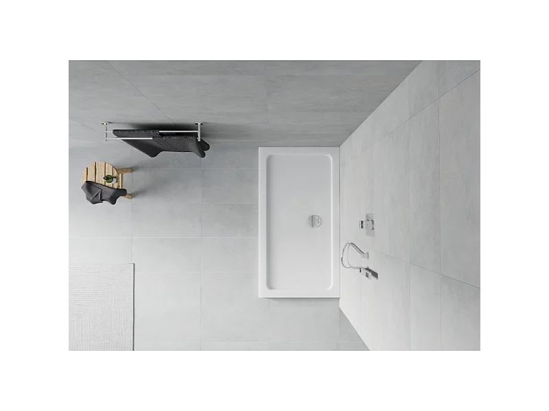 Mexen Flat rechteckige douchebak slim 120 x 70 cm, wit, chrom sifon - 40107012