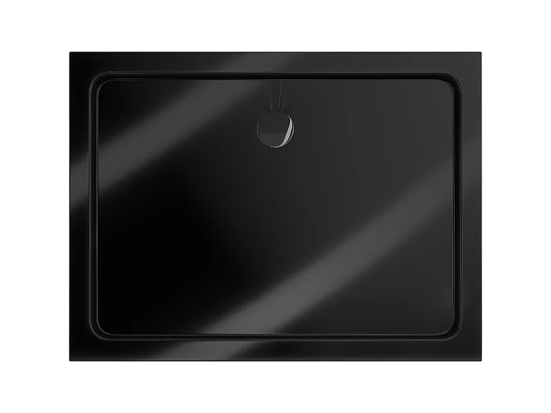 Mexen Flat plato de ducha rectangular slim 110 x 70 cm, negro, sifón negro - 40707011B