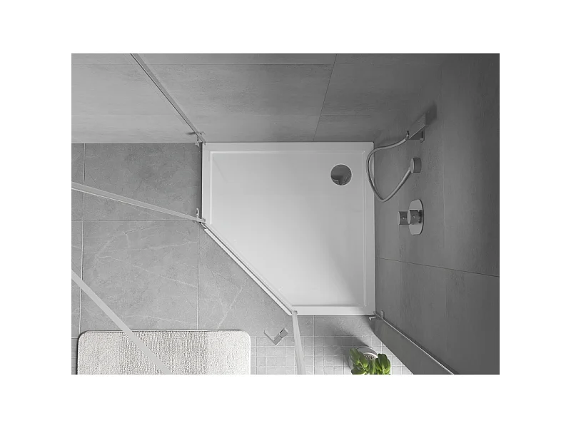 Mexen Flow receveur de douche pentagonal slim 100 x 100 cm, blanc brillant - 46P101010
