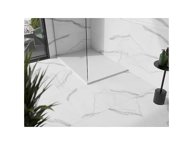 Mexen Stone+ plato de ducha de composite rectangular 130 x 90 cm, blanco, cubierta blanca - 44109013-W