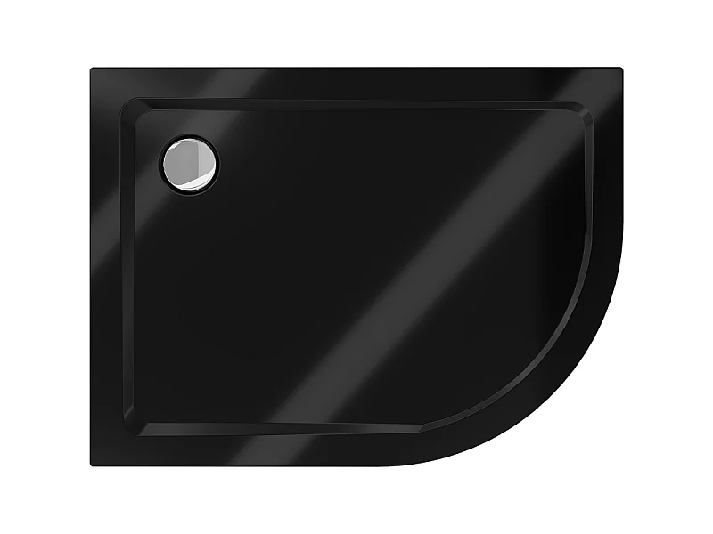 Mexen Flat halbkreisförmige flache linke Duschwanne 120 x 90 cm, schwarz, Chrom-Siphon - 41709012L