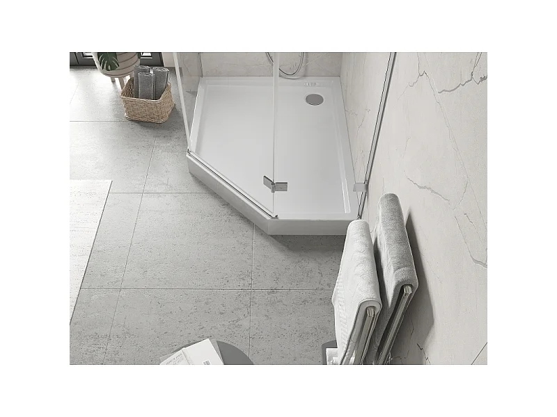 Mexen Flow+ Fünfeck-Duschwanne links 90 x 80 cm, weiß glänzend - 46P108090LH