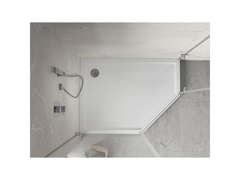 Mexen Flow+ Fünfeck-Duschwanne links 90 x 80 cm, weiß glänzend - 46P108090LH