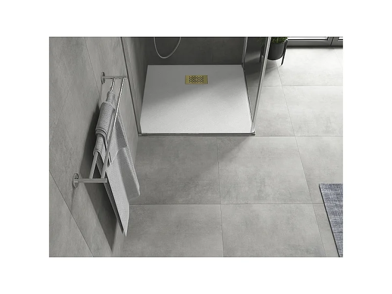 Mexen Hugo receveur de douche carré SMC 70 x 70 cm, blanc, cache doré - 42107070-G