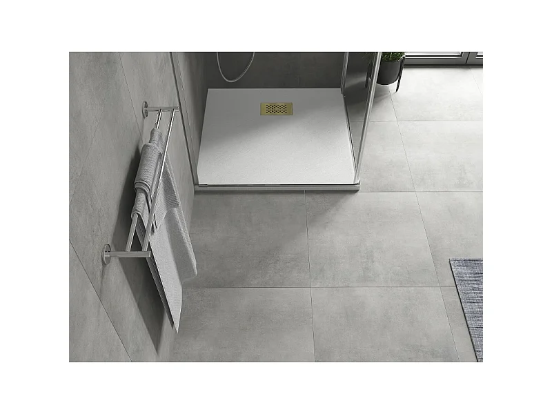 Mexen Hugo receveur de douche carré SMC 70 x 70 cm, blanc, cache doré - 42107070-G