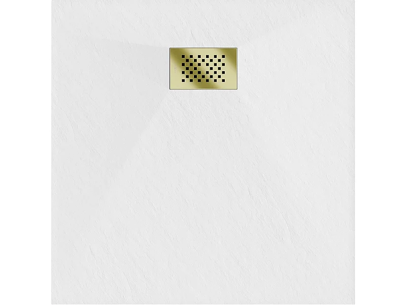 Mexen Hugo receveur de douche carré SMC 70 x 70 cm, blanc, cache doré - 42107070-G