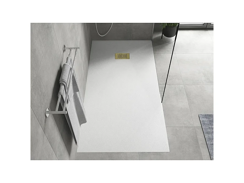 Mexen Hugo receveur de douche rectangulaire SMC 180 x 90 cm, blanc, cache doré - 42109018-G