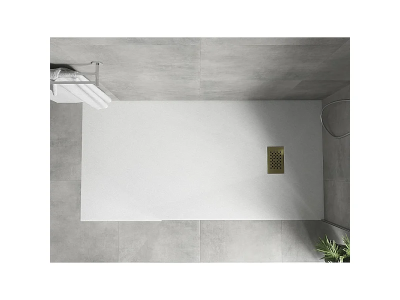 Mexen Hugo receveur de douche rectangulaire SMC 180 x 90 cm, blanc, cache doré - 42109018-G