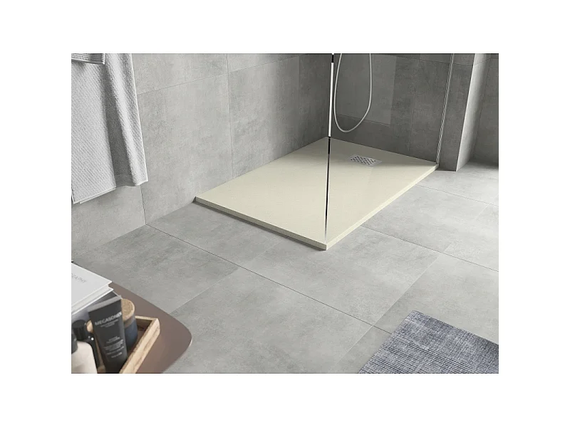 Mexen Hugo rektangulært brusekar SMC 120 x 70 cm, beige, afdækning i rustfrit stål - 42697012-X
