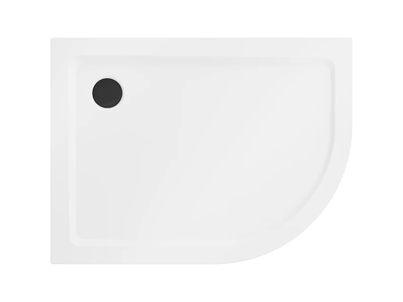 Mexen Flat receveur de douche demi-circulaire slim gauche 120 x 90 cm, blanc, siphon noir - 41109012L-B
