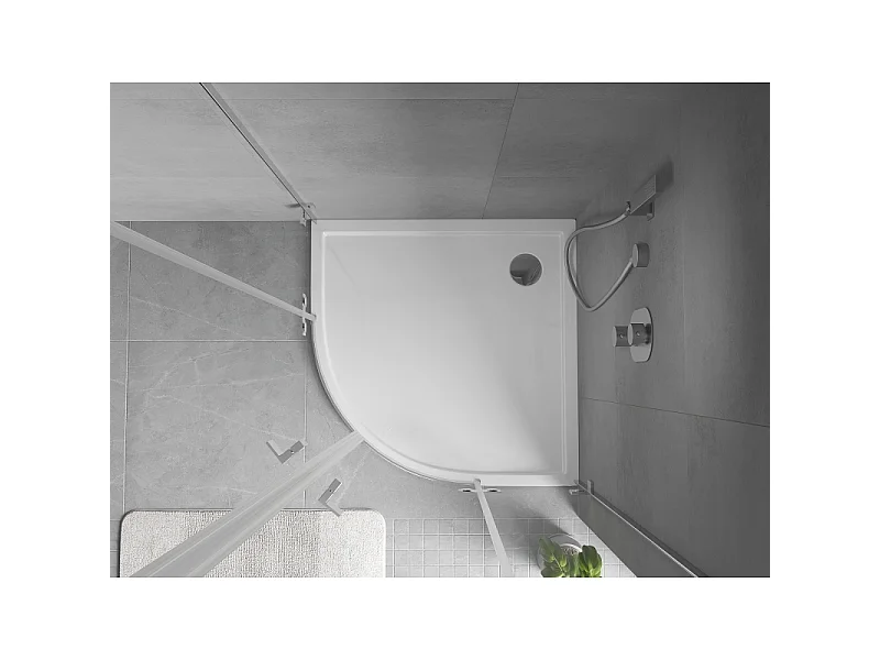 Mexen Flow Duschwanne Halbkreis Slim 80 x 80 cm, weiß glänzend - 46Q108080