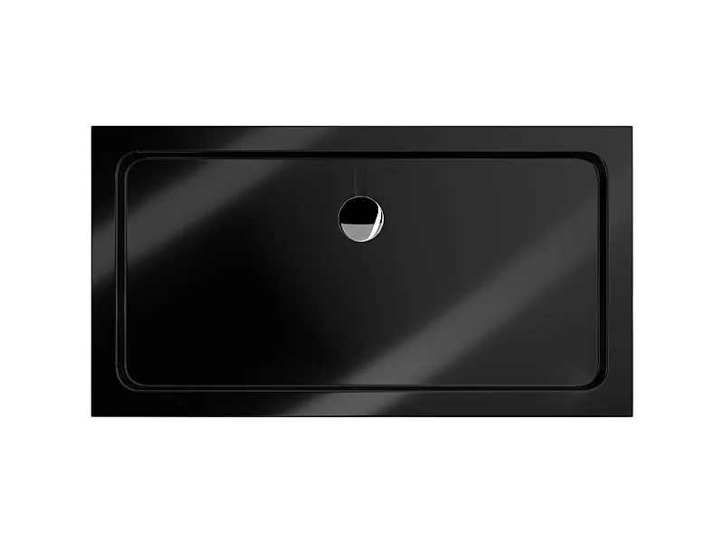 Mexen Flat plato de ducha rectangular slim 130 x 70 cm, negro, sifón cromo - 40707013