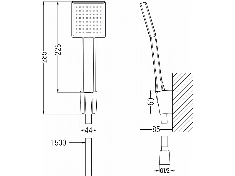 Mexen R-45 kit de douche fixe, noir - 785455052-70