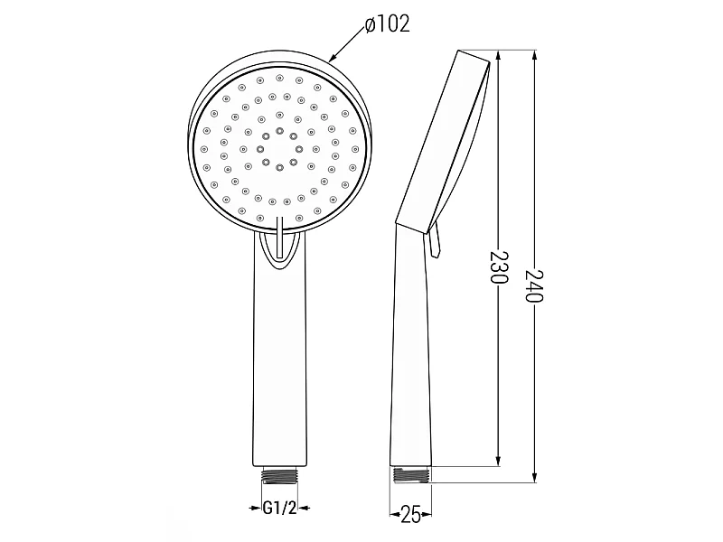 Mexen R-75 3-Funktionen-Handbrause, Chrom/Weiß - 79575-02