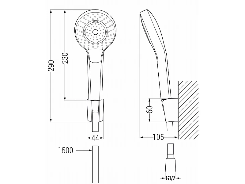 Mexen R-05 ensemble de douche ponctuel, chrome - 785055052-00
