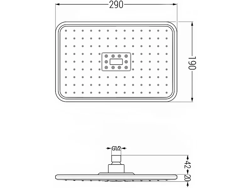 Mexen D-54 Shower Head 29x19 cm, White/Chrome - 79754-21