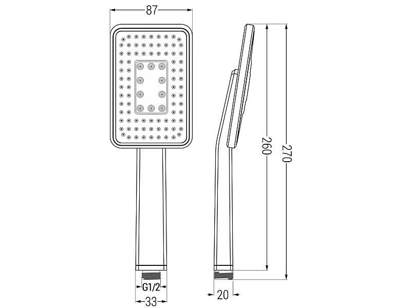 Mexen R-54 douchekop met 1 functie, wit/chroom - 79554-21