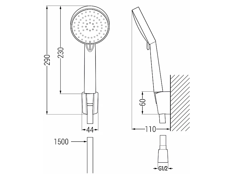 Mexen R-75 ensemble de douche fixe, chromé/blanc - 785755052-02