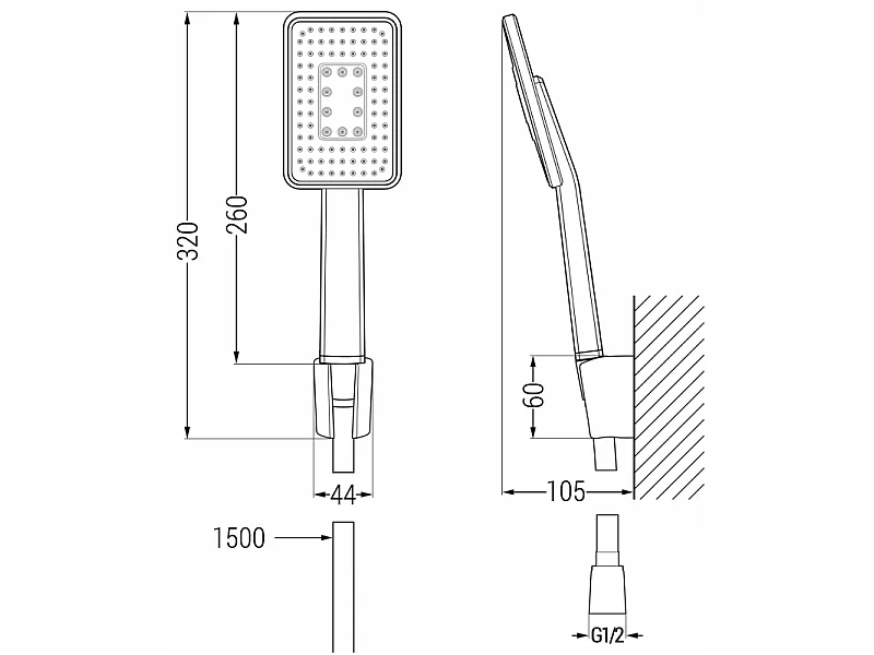 Mexen R-54 punthanddoucheset, zwart/chroom - 785545052-71