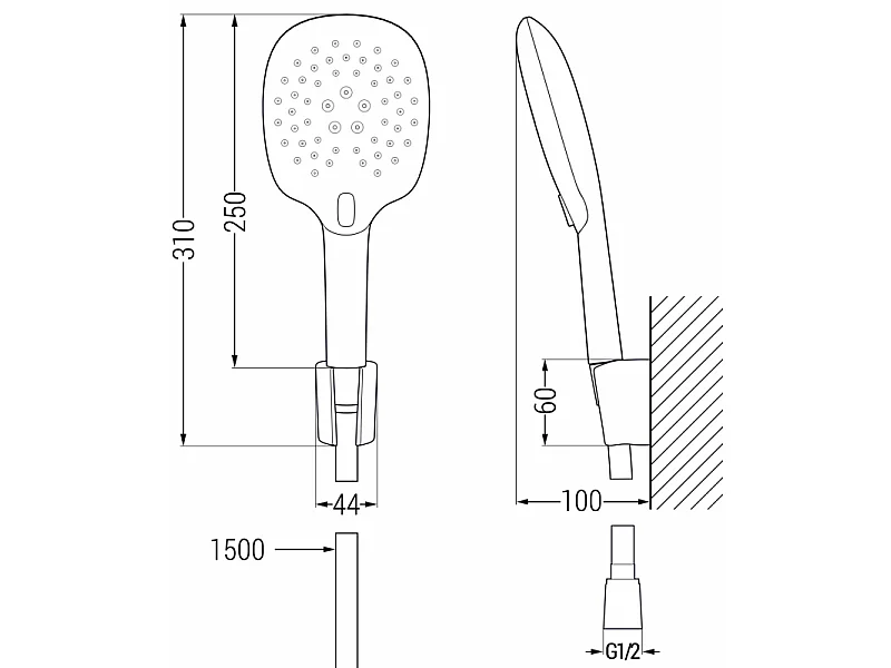 Mexen R-22 ensemble de douche ponctuel, noir - 785225052-70