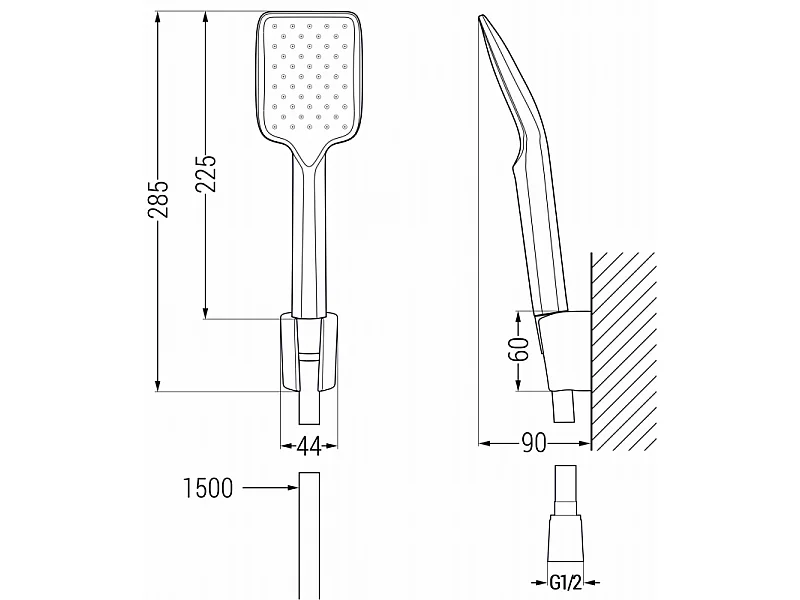 Mexen R-62 ensemble de douche à point noir - 785625052-70