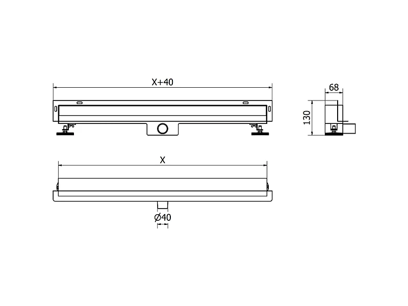 Mexen Flat Wall linear wall drain 2-in-1 110 cm, gun gray brushed - 1E30110