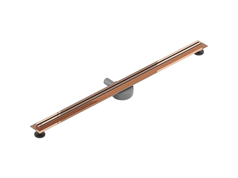 Mexen Flat 360° Slim drehbarer Linienablauf 140 cm, Roségold - 1641140