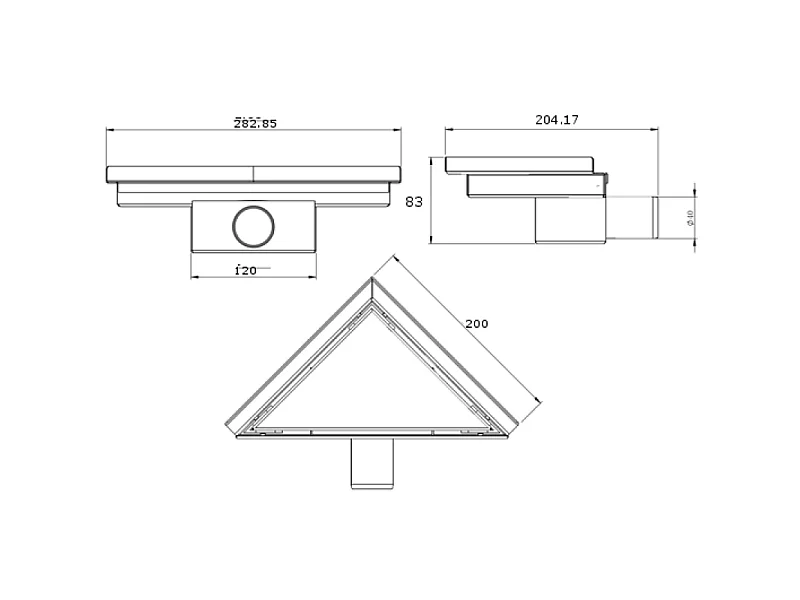 Mexen Flat-T M13 drainage de sol triangulaire 20 x 20 cm, or brossé - 1A10320