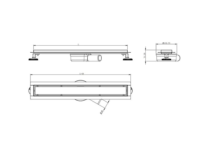 Mexen Flat 360° M33 draaibare lijnafvoer 80 cm, inox - 1033080-40