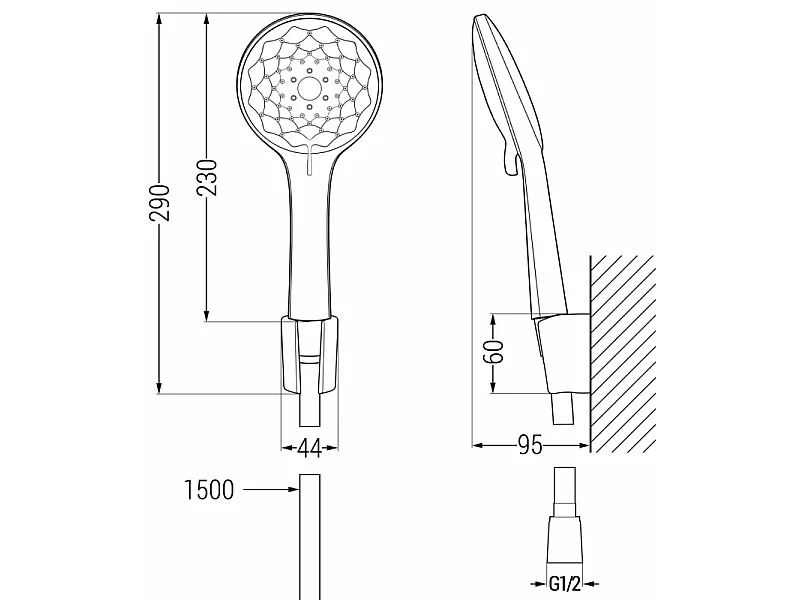 Mexen R-74 ensemble de douche fixe, chromé - 785745052-00