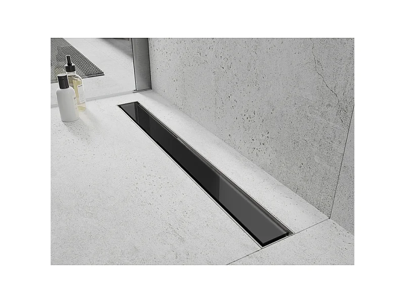 Mexen Flat Cache de drain linéaire MGB 90 cm, verre noir - 1026090