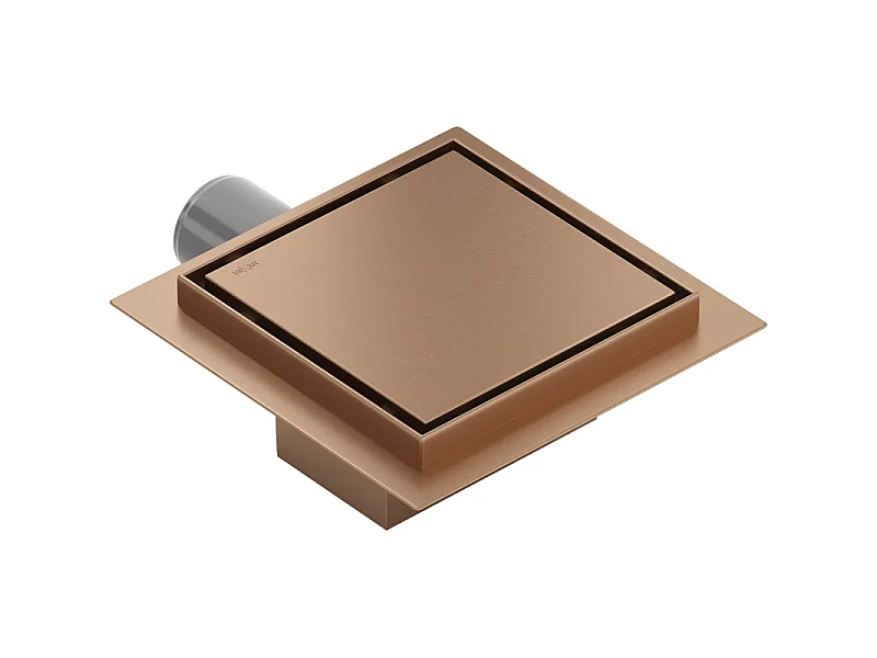 Mexen Flat-Q M13 desagüe de suelo cuadrado 15 x 15 cm, cobre cepillado - 1C10015