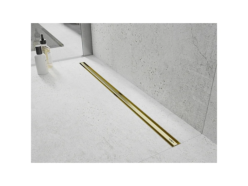 Mexen Flat 360° Slim caniveau linéaire rotatif 130 cm, or brossé - 1A41130