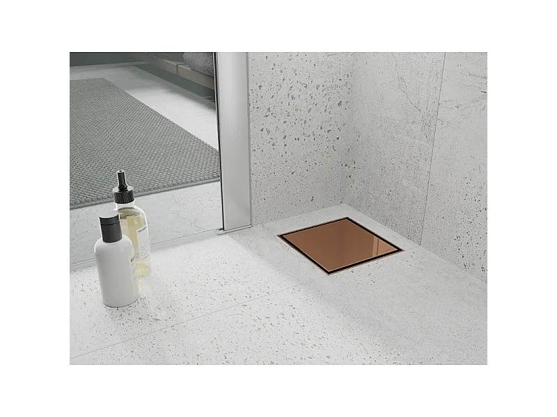 Mexen Flat-Q M13 siphon de sol carré 15 x 15 cm, or rose - 1610015
