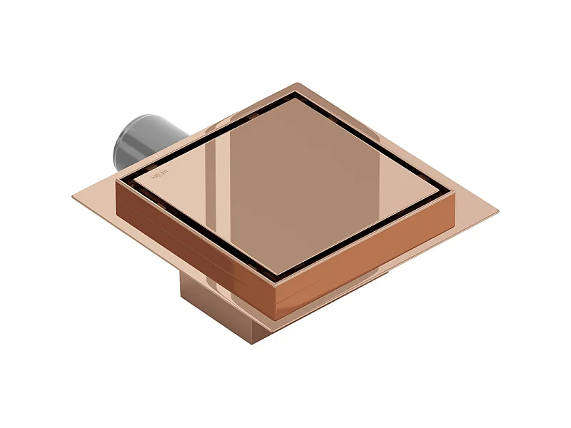 Mexen Flat-Q M13 siphon de sol carré 15 x 15 cm, or rose - 1610015