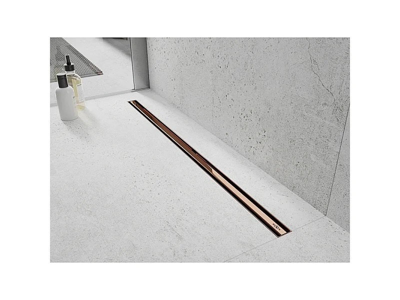 Mexen Flat 360° Slim drainage linéaire rotatif 150 cm, or rose - 1641150
