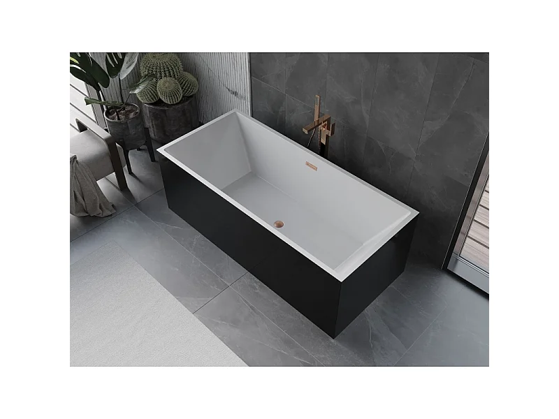 Mexen Vigo freestanding bathtub 178.5 x 80 cm, white/black, brushed copper drain - 51251788075-65