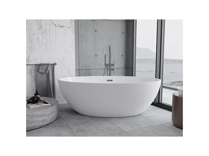 Mexen Nike vasca da bagno indipendente 175 x 100 cm, bianca, trabocco gun gray spazzolato - 54071751000-66