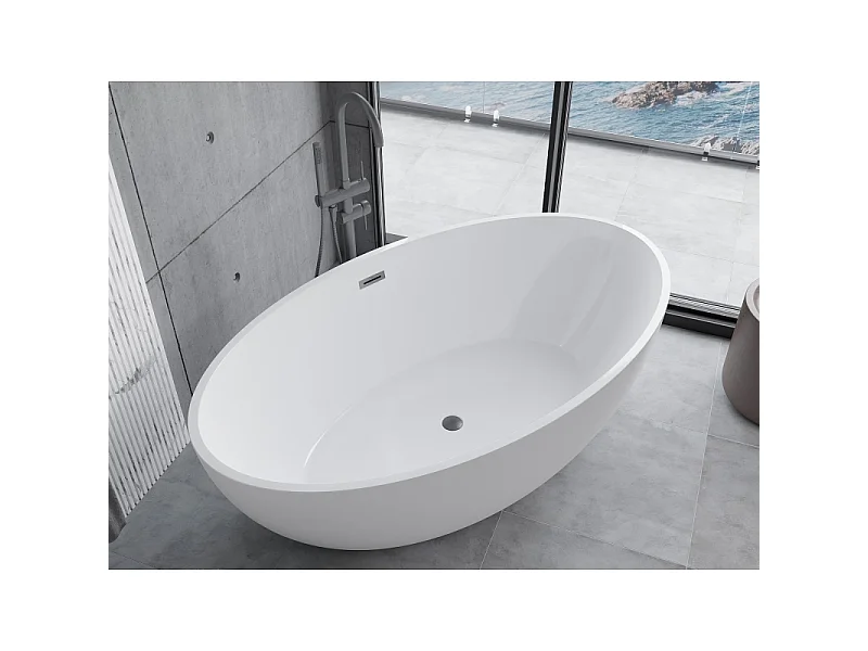 Mexen Nike vasca da bagno indipendente 175 x 100 cm, bianca, trabocco gun gray spazzolato - 54071751000-66