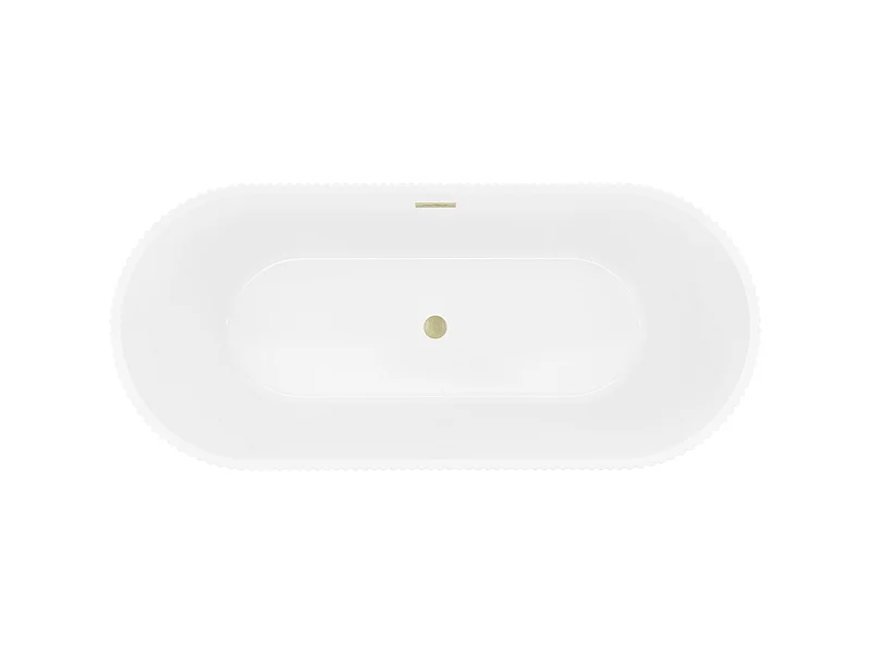 Mexen Yara vrijstaande geribbelde badkuip 170 x 75 cm, wit, overloop geborsteld goud - 52861707500-55