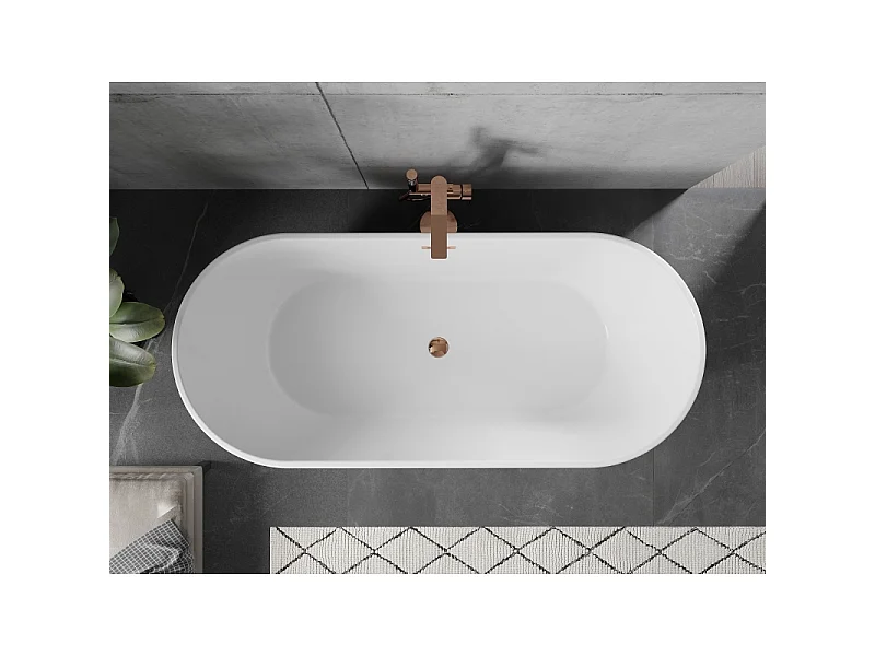 Mexen Flavia freestanding bathtub 67 x 29.5 in, white/black, rose gold overflow - 54031708075-60