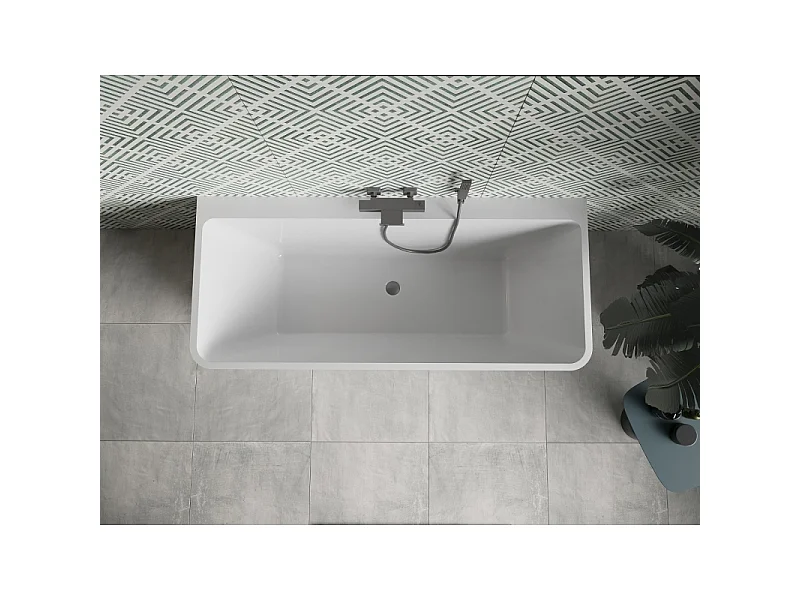 Mexen Volta freestanding wall-mounted bathtub 170 x 75 cm, white/black, gun metal overflow - 51131707575-95