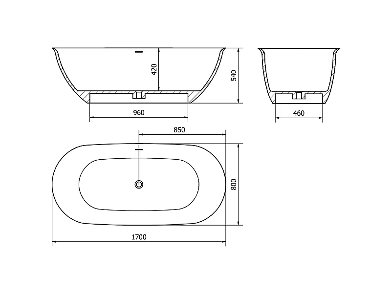Mexen Siena vrijstaande badkuip van composiet 170 x 80 cm, wit glans - 57291708010