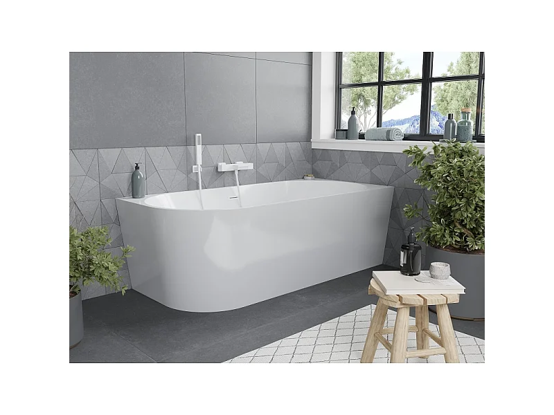 Mexen Mia baignoire autoportante d'angle droite 140 x 75 cm, blanche, trop-plein blanc - 52691407500P-20
