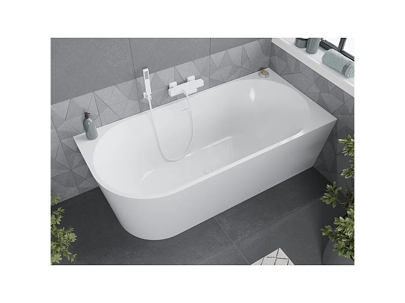Mexen Mia baignoire autoportante d'angle droite 140 x 75 cm, blanche, trop-plein blanc - 52691407500P-20