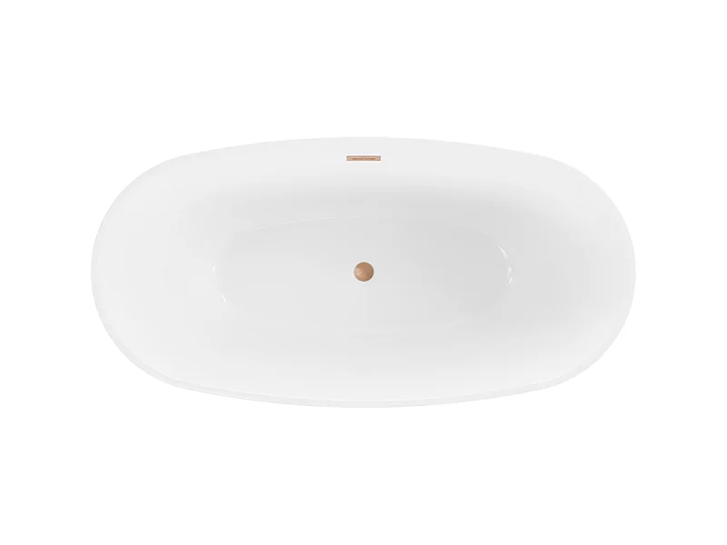 Mexen Eris fritstående badekar 180 x 95 cm, hvid/sort, børstet kobber overløb - 53441809575-65